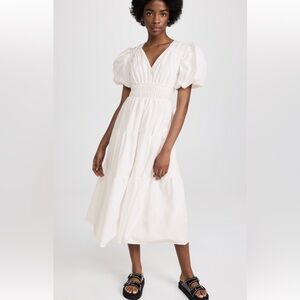 Moon River Poplin Puff Sleeve White Dress in XS
